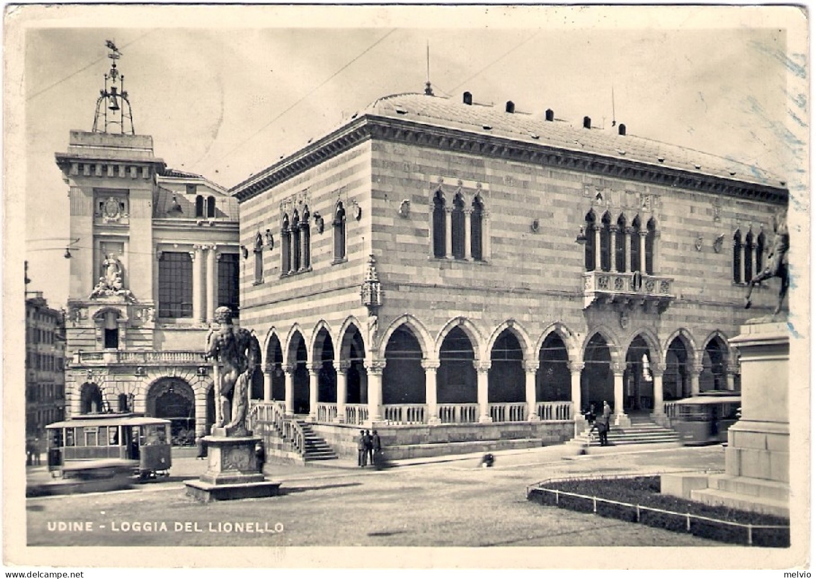 1943-cartolina Udine Loggia Del Lionello (animata E Tram) Affrancata Propaganda  - Udine