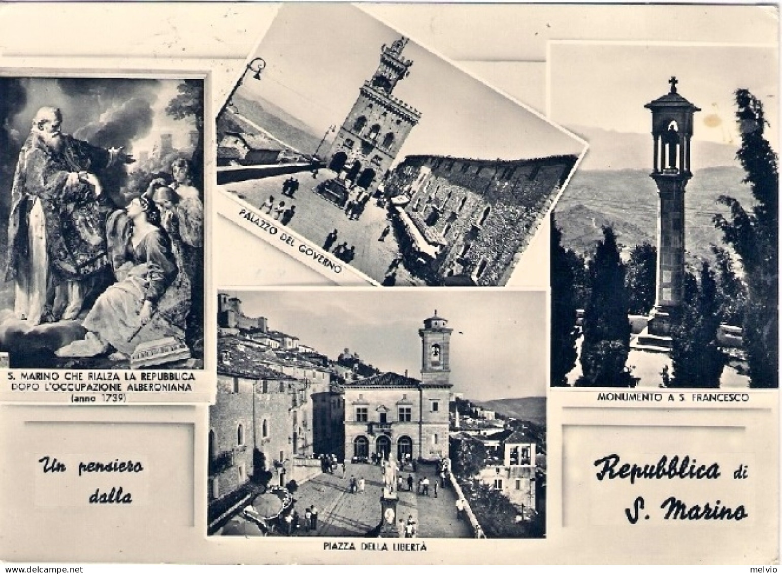 1958-San Marino Cartolina Con 4 Vedute Affrancata L.15 Garibaldi Isolato - Cartas & Documentos