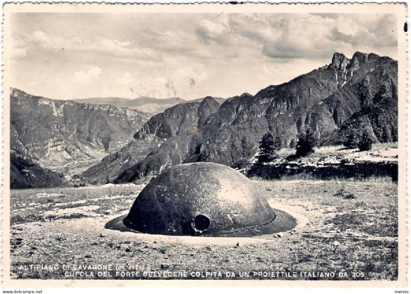 1940-cartolina Foto Altipiano Di Lavarone Cupola Del Forte Belvedere Colpita Da  - Trento