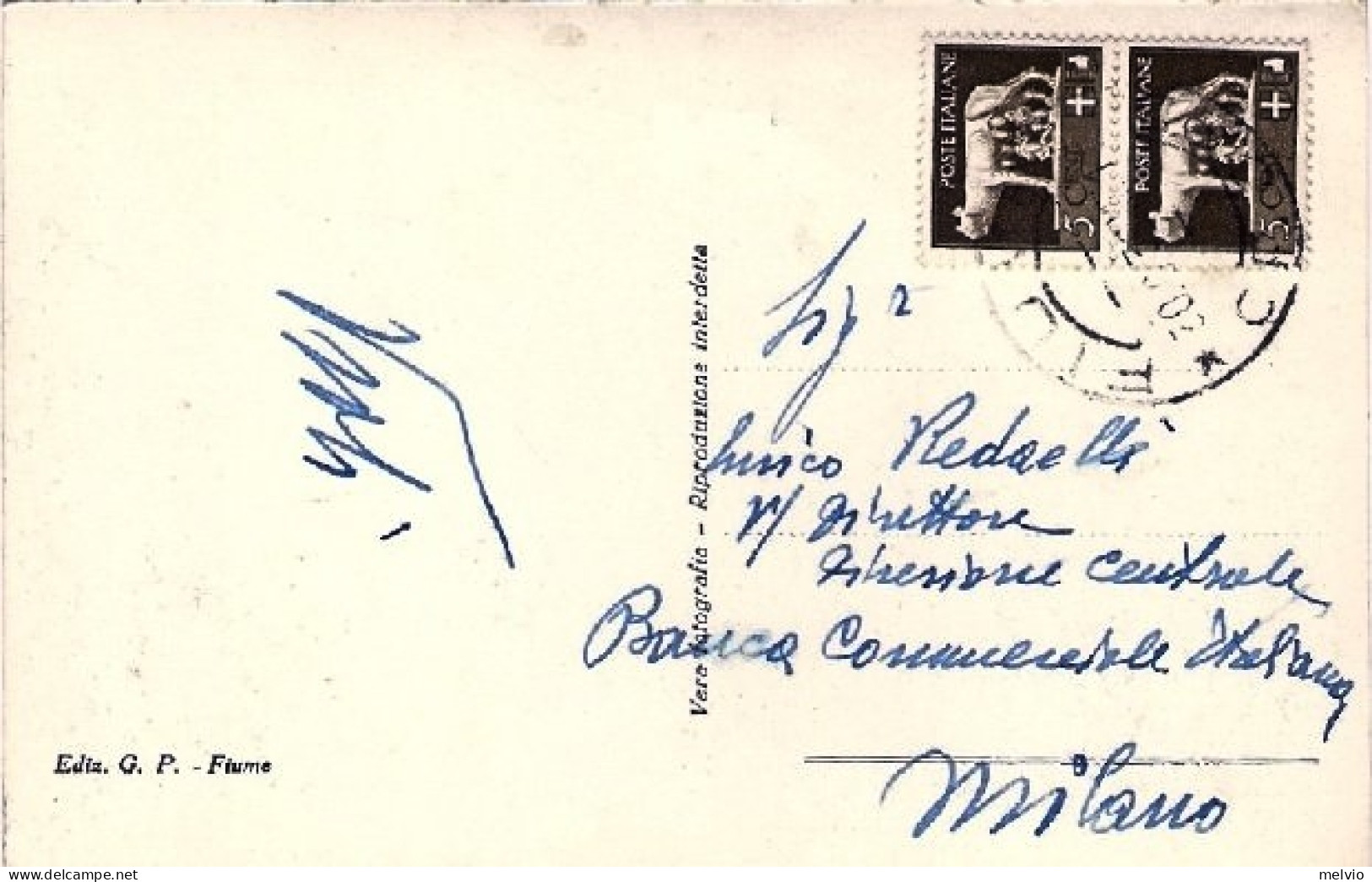 1939-cartolina Foto Fiume-porto-riva Emanuele Filiberto Affrancata Coppia 5c. Im - Croatie