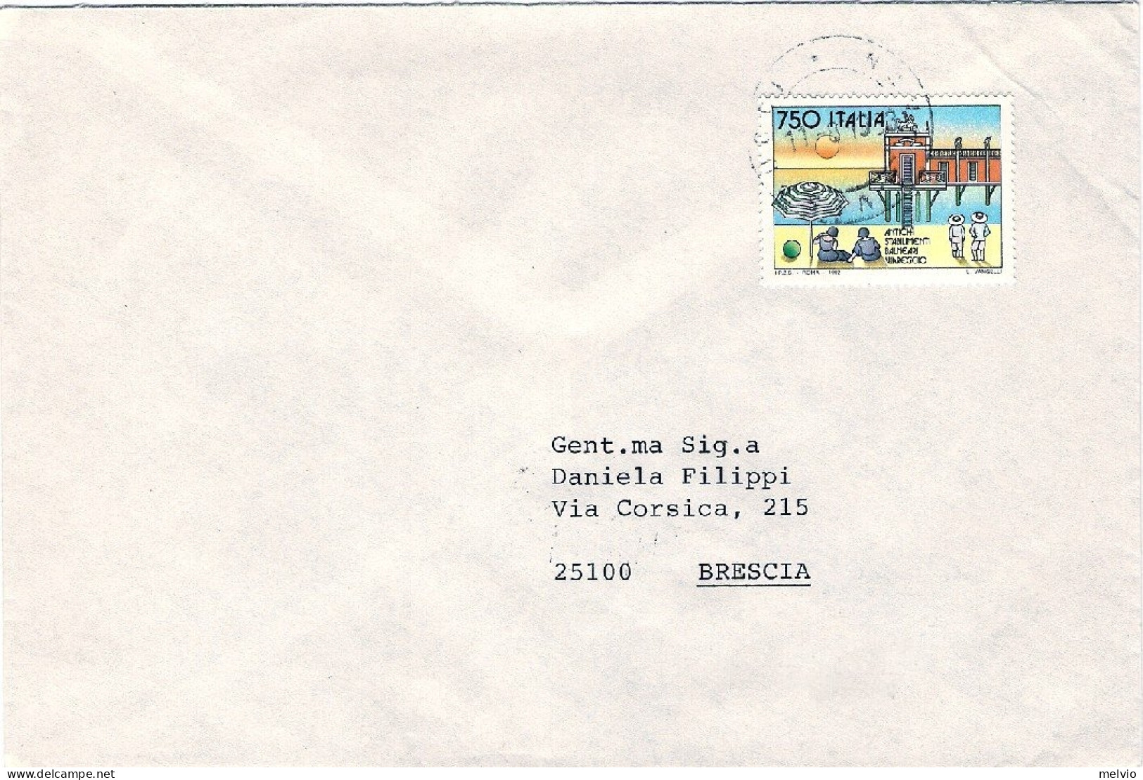 1993-busta Affrancata Con L.750 Antichi Stabilimenti Balneari Viareggio Annullo  - 1991-00: Poststempel