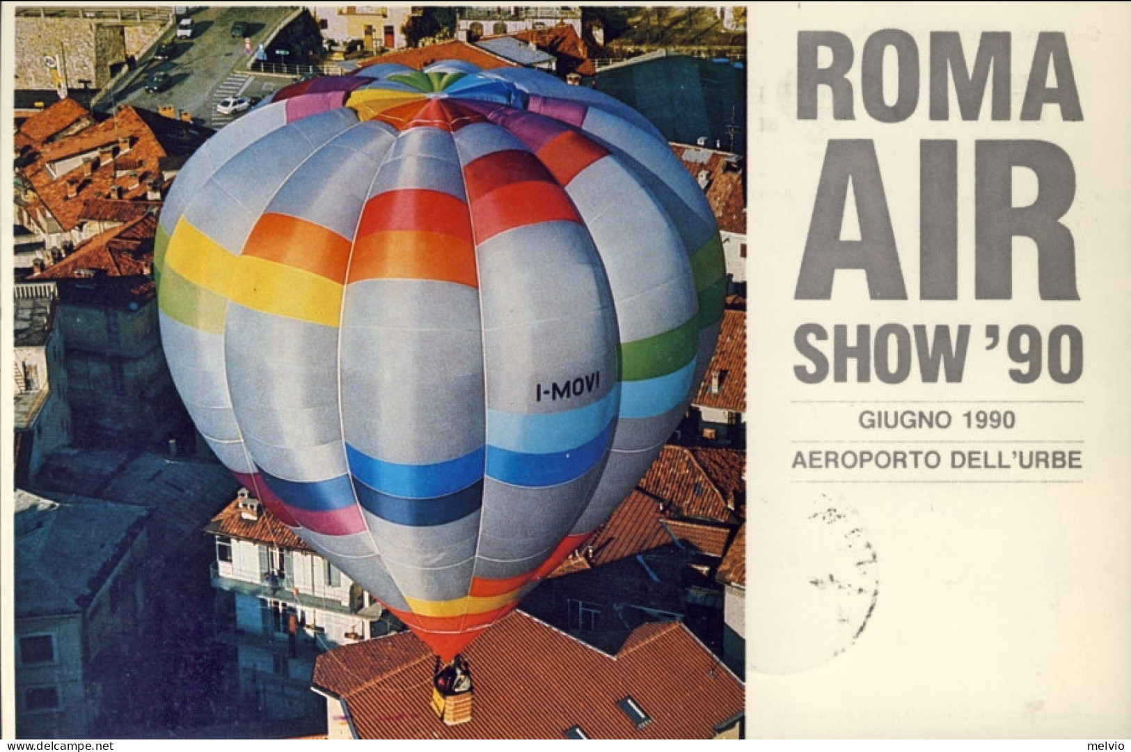 Vaticano-1990 Cartolina Illustrata Roma Air Show Bollo Rosso La Posta Nel "pallo - Poste Aérienne
