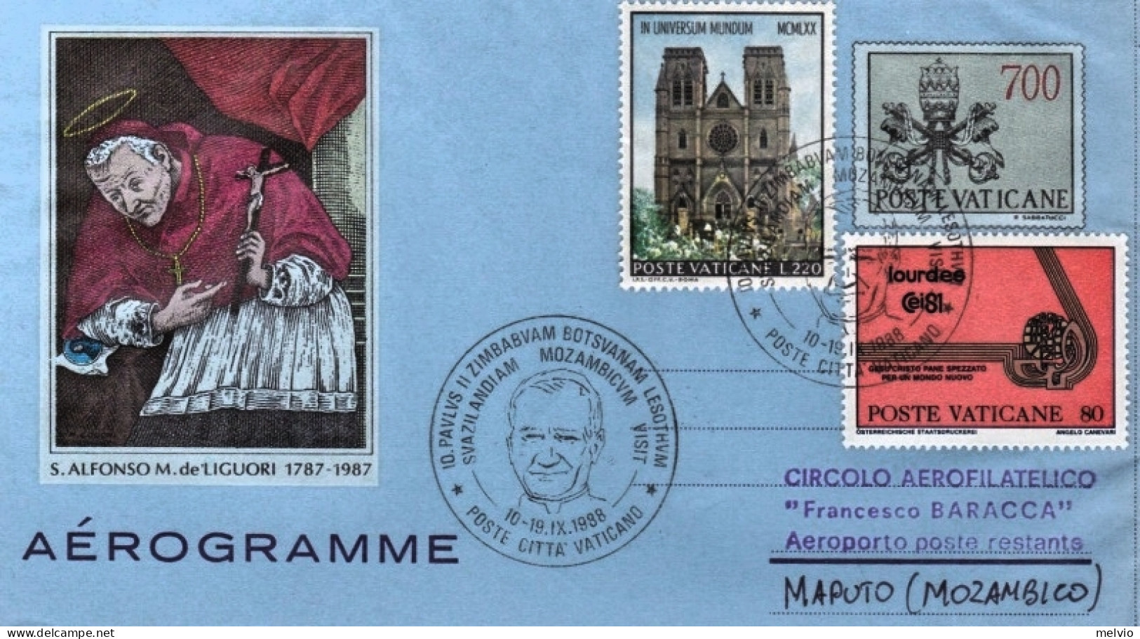 1988-Vaticano Viaggio Papa Giovanni Paolo II^per Maputo Mozambico - Luftpost