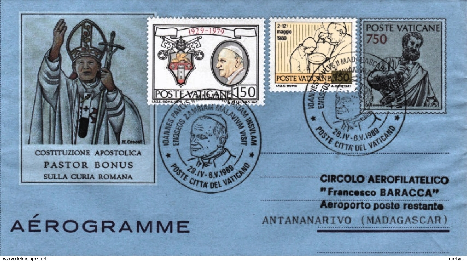 1989-Vaticano Antananarivo (Madagascar) Dispaccio Aereo Straordinario Del 28 Apr - Poste Aérienne