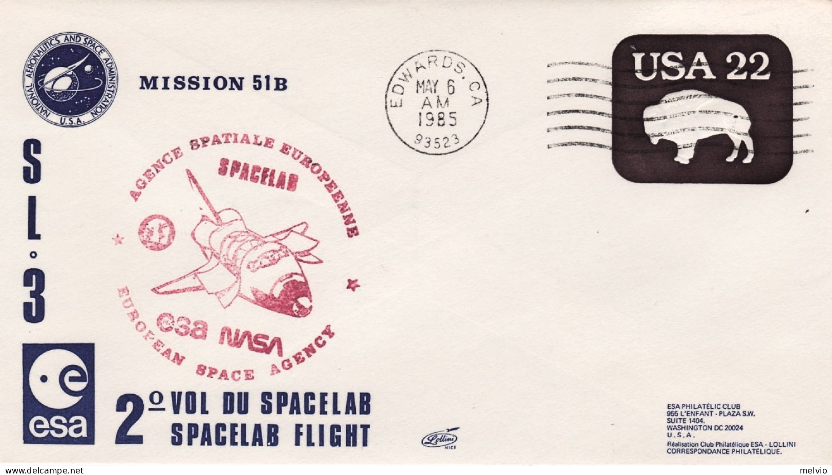 1997-U.S.A. Space Cover From Kennedy Space Ctr.FL 2 Volo Spacelab (bollo In Ross - 3c. 1961-... Cartas & Documentos