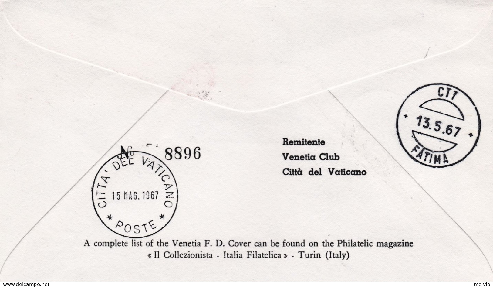 1970-Vaticano Fatima Portogallo Pellegrinaggio Di S.S. Paolo VI Fdc Venetia Viag - FDC