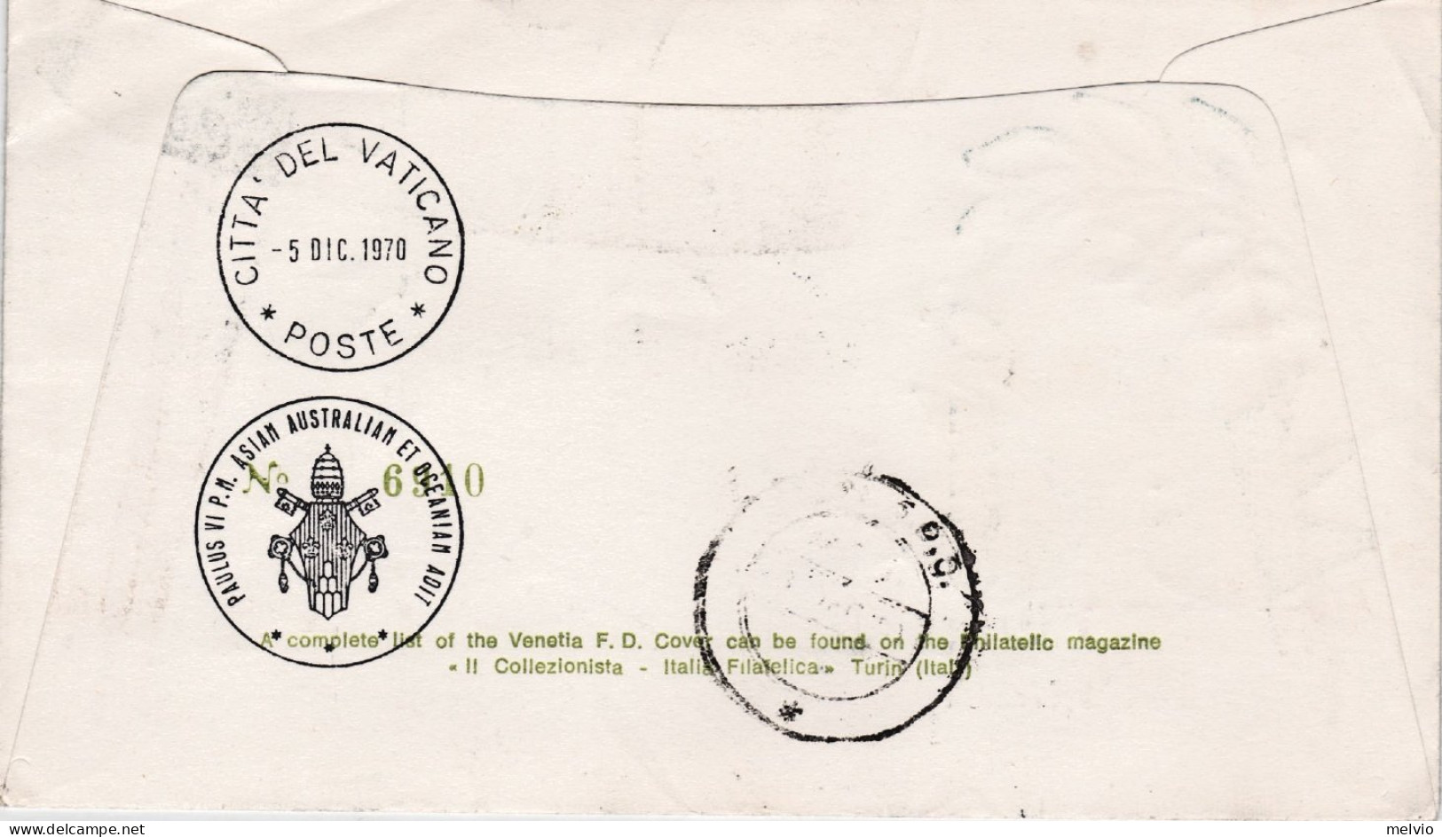 1970-Vaticano Dacca Bangladesh S.S. Paolo VI In Asia E Oceania Fdc Venetia Viagg - FDC