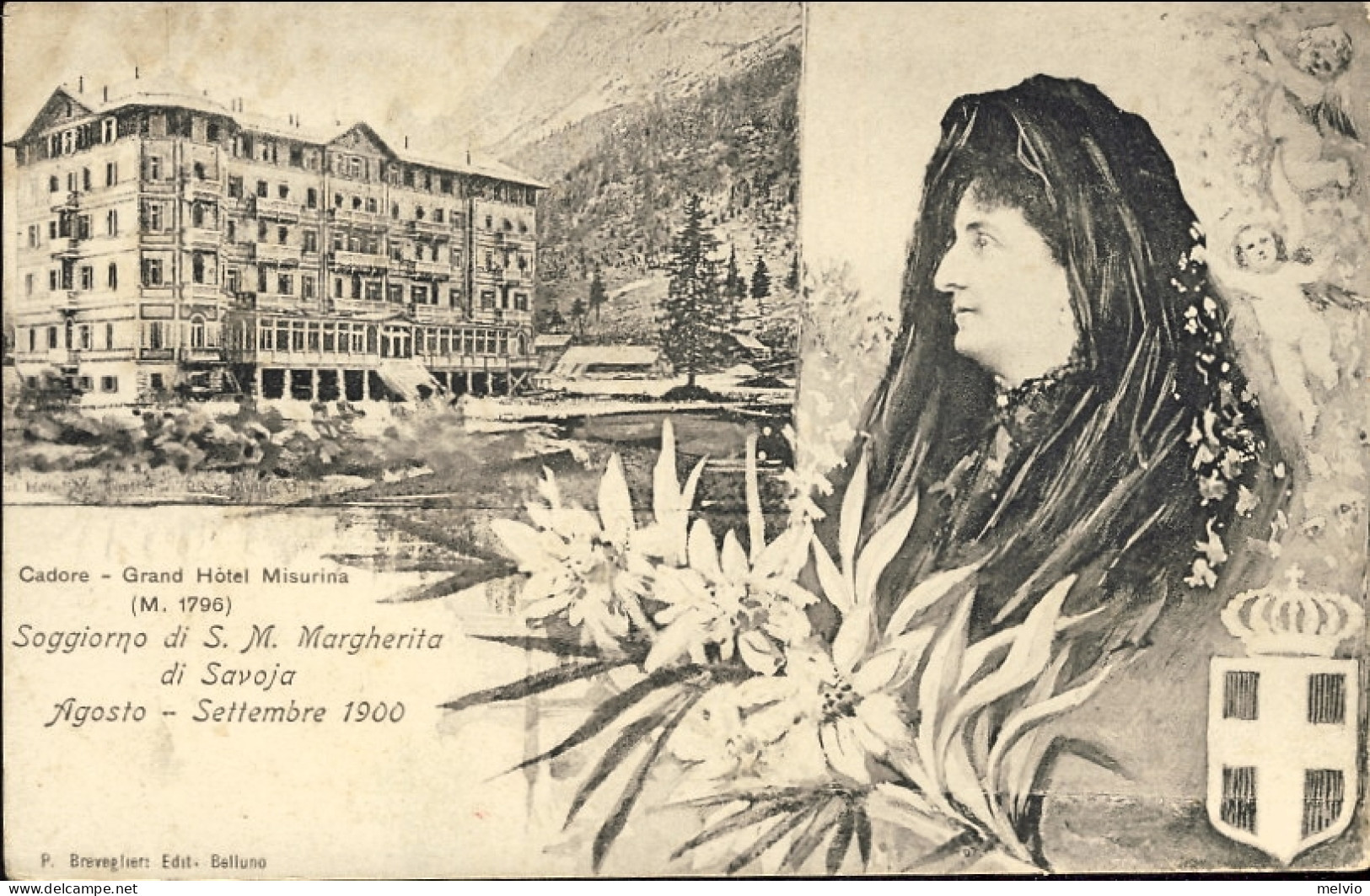 1900-Cadore Grand Hotel Misurina Soggiorno Di Sua Maesta' Margherita Di Savoia A - Hoteles & Restaurantes