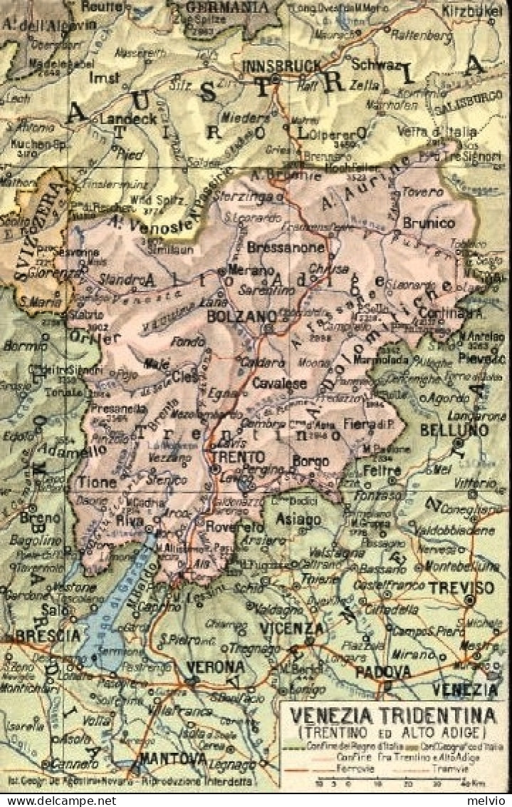 1930circa-cartina Geografica Venezia Tridentina - Landkaarten