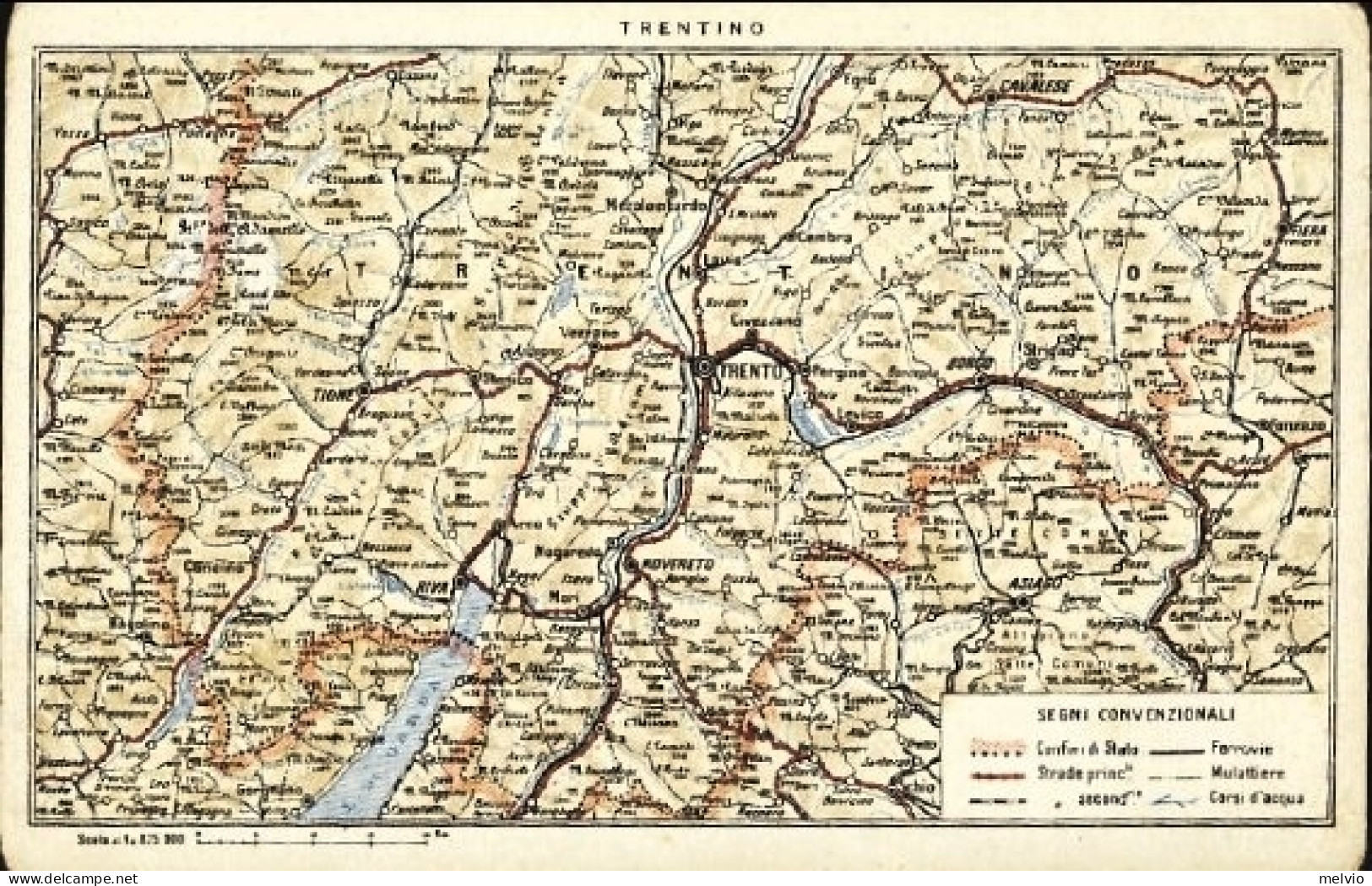 1930circa-cartina Geografica Trentino - Landkaarten