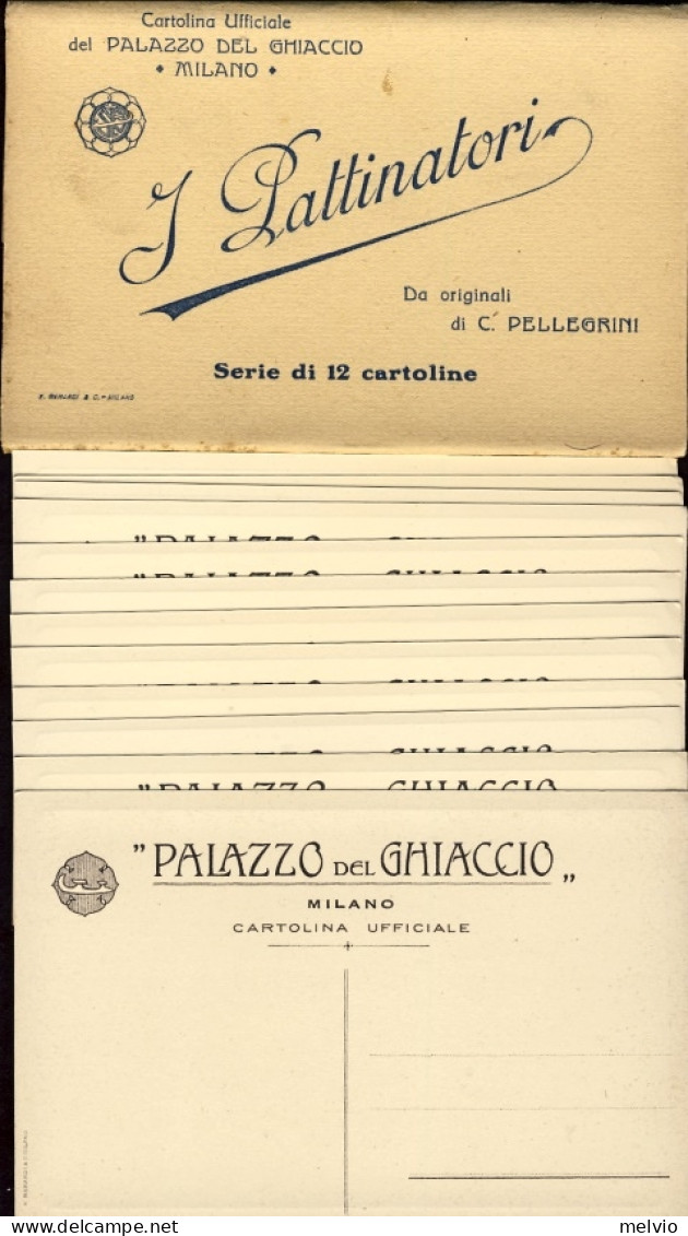 1920circa-Milano Palazzo Del Ghiaccio Serie 12 Cartoline I PATTINATORI (skaters- - Sports D'hiver