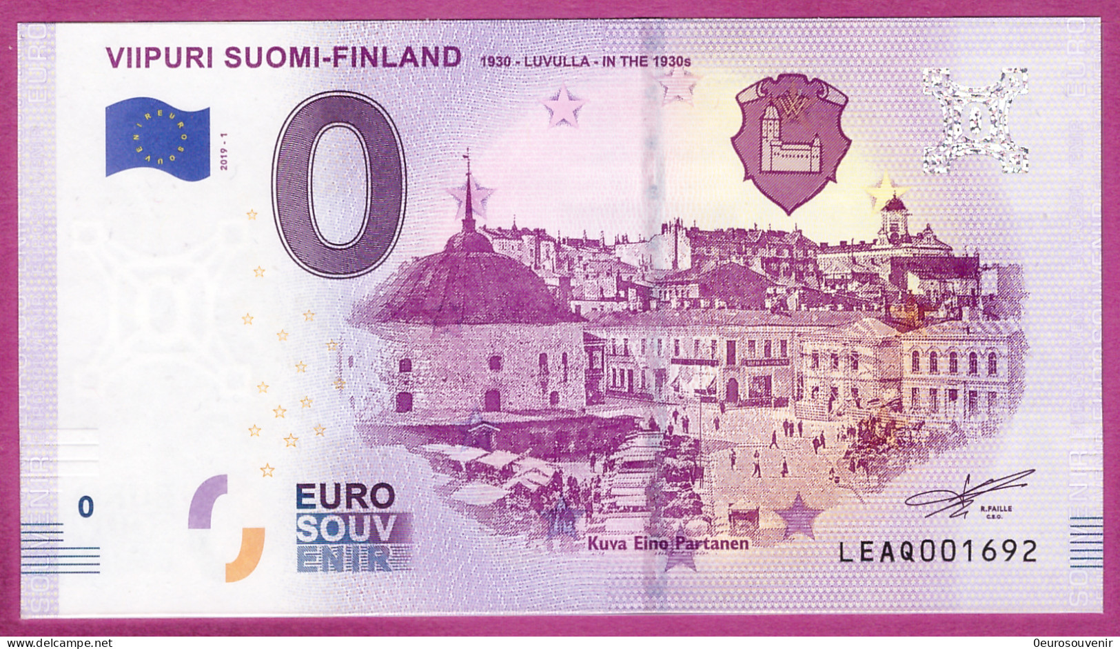 0-Euro LEAQ 2019-1 VIIPURI SUOMI-FINLAND 1930-LUVULLA-IN THE 1930s - Privéproeven