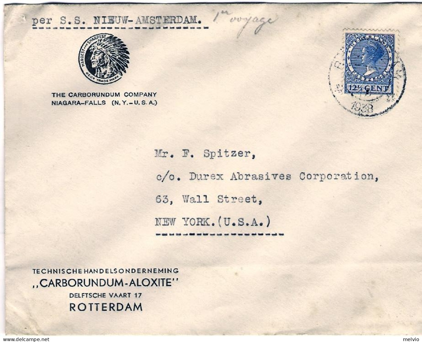 1938-Holland Nederland Olanda Bella Lettera Pubblicitaria Per Gli U.S.A. Affranc - Postal History