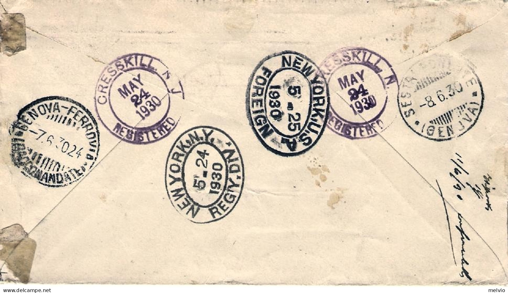 1930-U.S.A. Raccomandata Diretta In Italia Affr. 2c.Charleston+due 9c.Jefferson  - Postal History