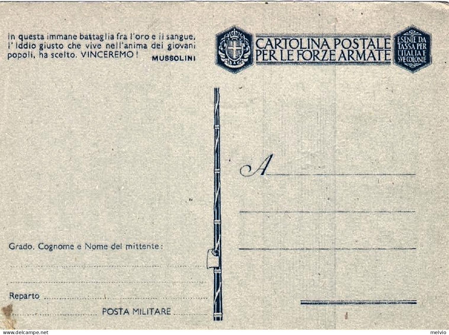 1941-in Franchigia "in Questa Immane Battaglia"cat.Filagrano Euro 15 - Ganzsachen