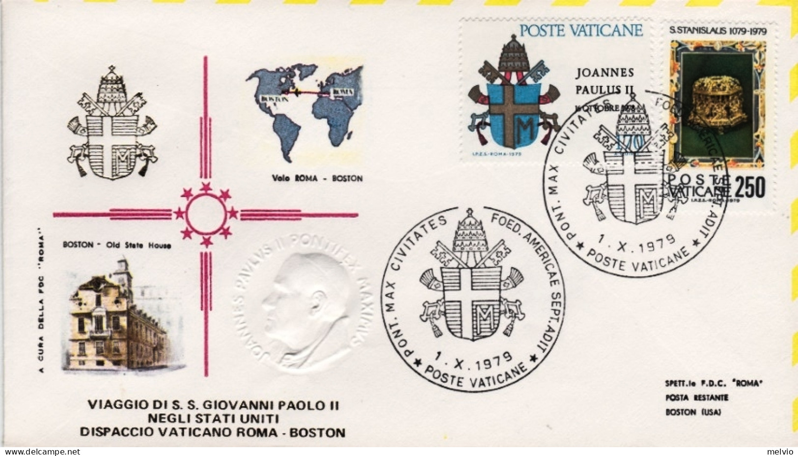 Vaticano-1979 Viaggio Di S.S.Giovanni Paolo II^negli U.S.A. Del 1 Ottobre Dispac - Aéreo