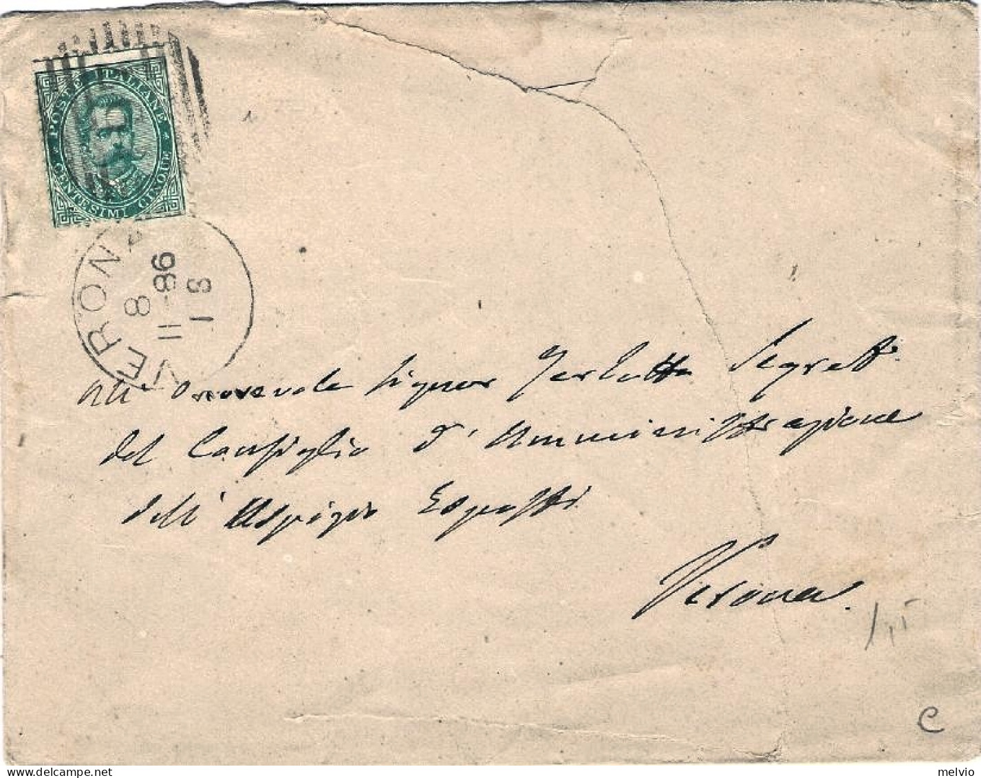 1886-busta Affrancata 5c.Umberto I Annullo A Linee E Annullo Ad Un Cerchio A Can - Storia Postale