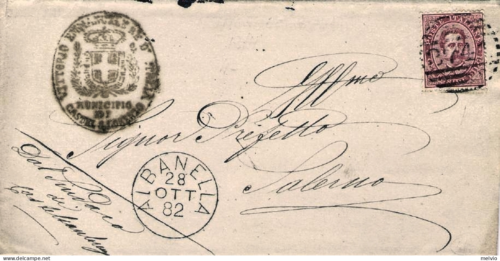 1882-piego Affrancato 10c.Umberto I Annullo A Linee E Annullo Ad Un Cerchio "Alb - Storia Postale