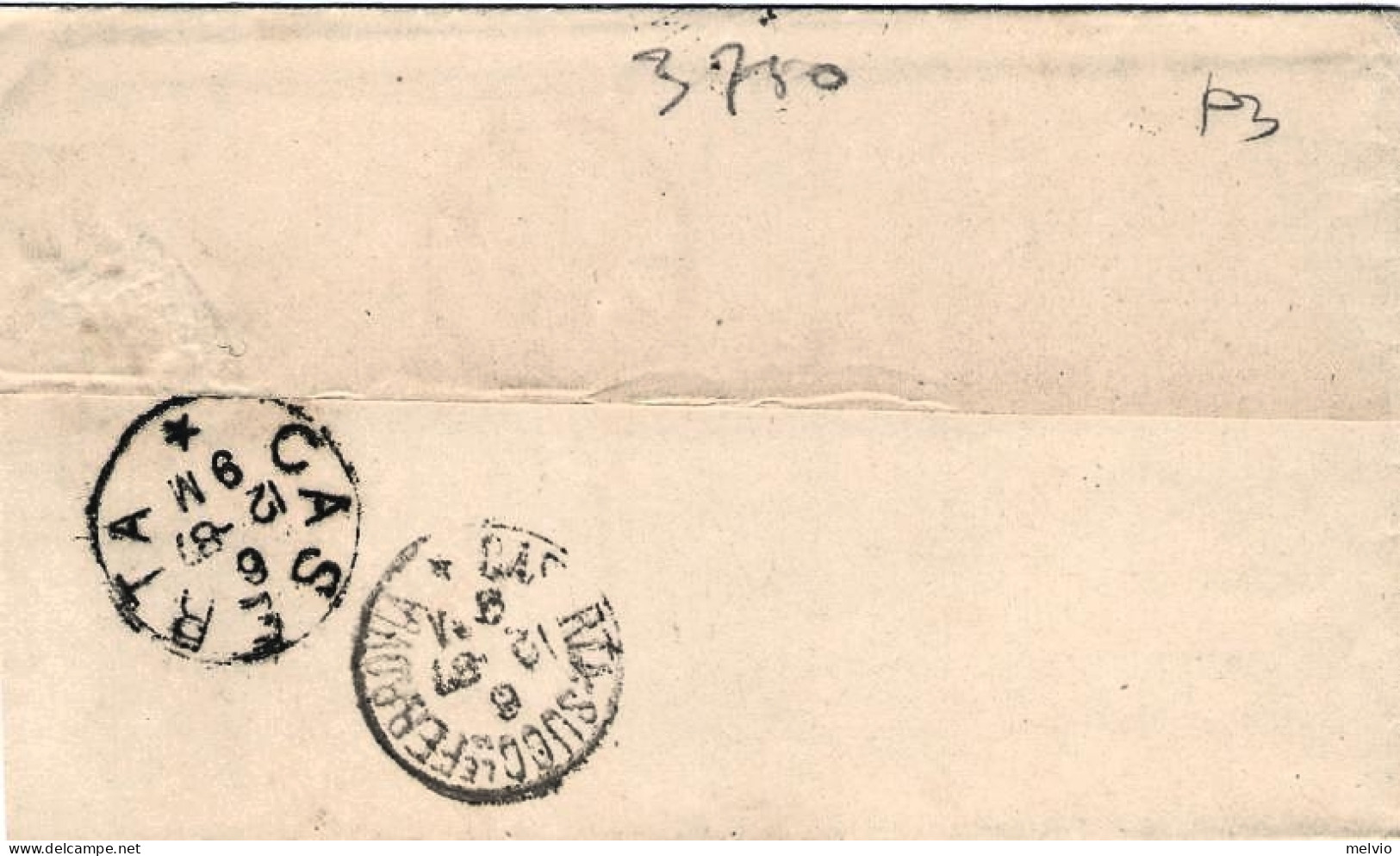 1887-piego Affrancato 10c.annullo A Linee E Annullo Ad Un Cerchio "Vairano Paten - Storia Postale