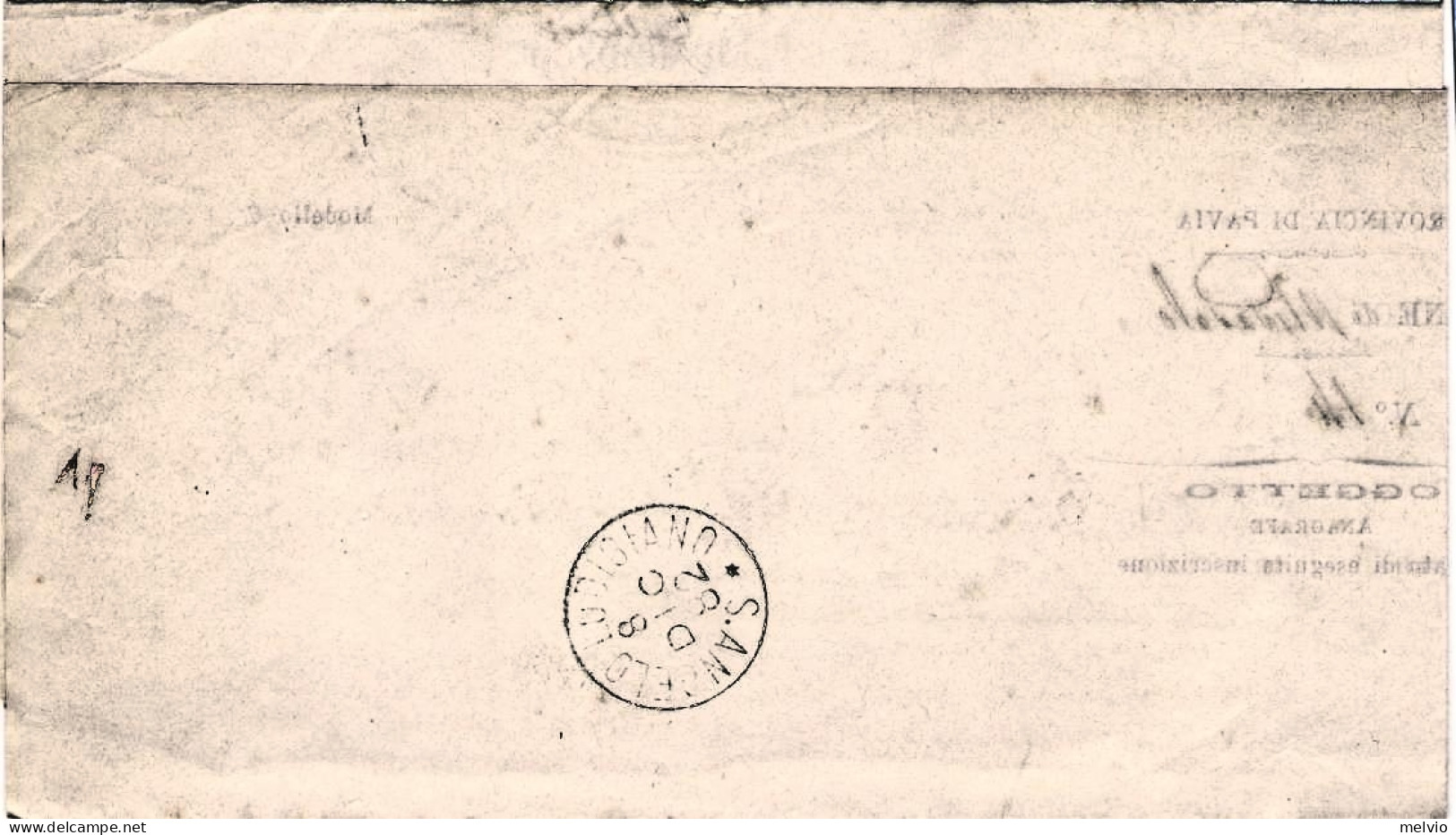 1882-stampato Affrancato 10c.annullo Corsivo Azzurro Leggero "Miradolo"(pt.7)e A - Storia Postale