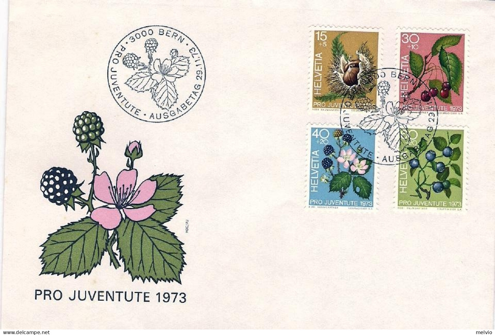 1973-Svizzera S.4v."Frutti Di Bosco"su Fdc Illustrata - FDC