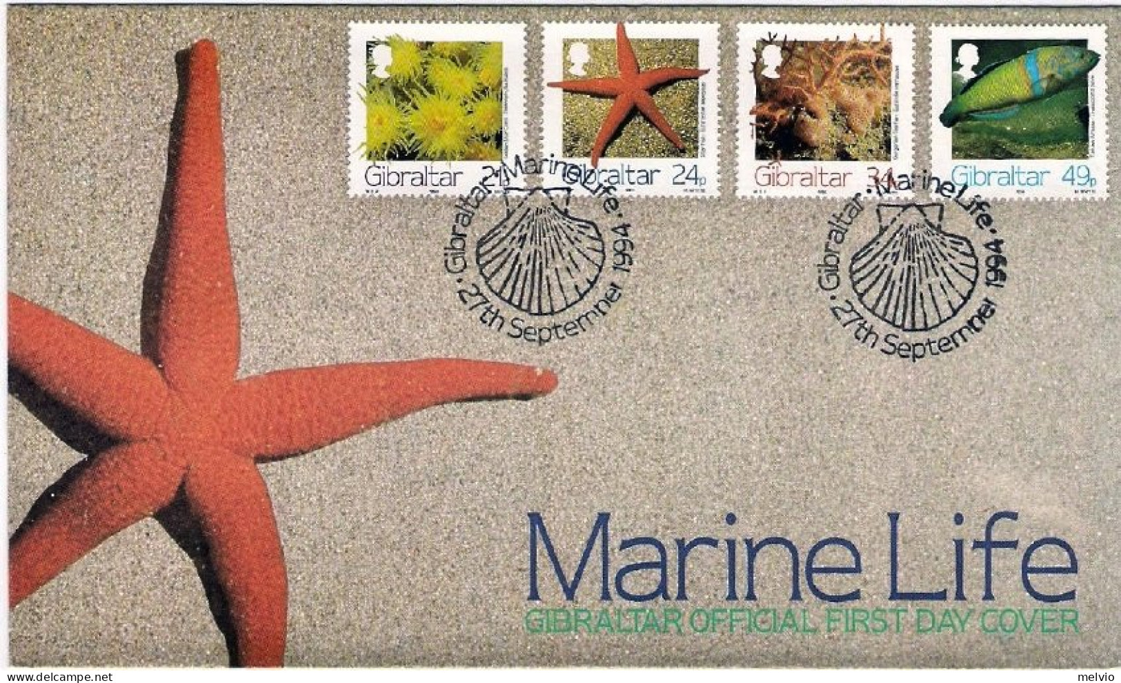 1994-Gibilterra S.4v."Fauna Marina"su Fdc Illustrata - Gibraltar