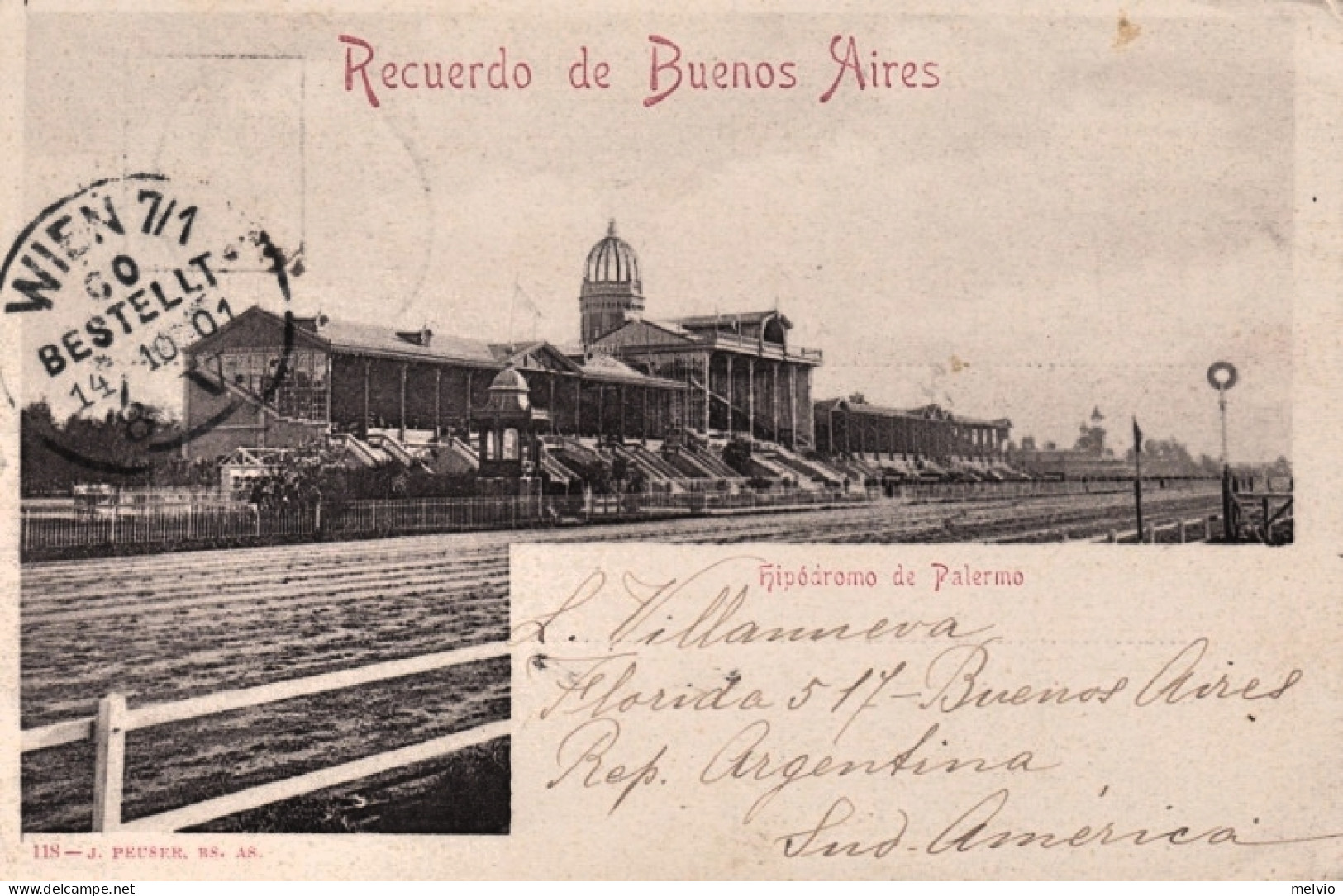 1901-Argentina Recuerdo De Buenos Aires Hipodromo De Palermo, Diretta A Vienna - Altri & Non Classificati