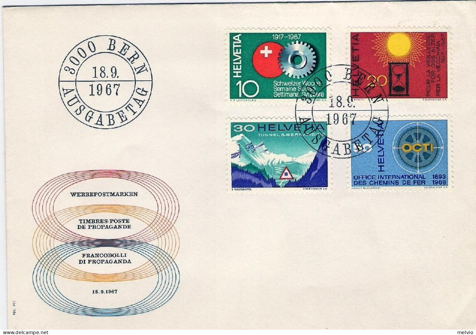 1967-Svizzera S.4v."Serie Di Propaganda"su Fdc Illustrata - FDC