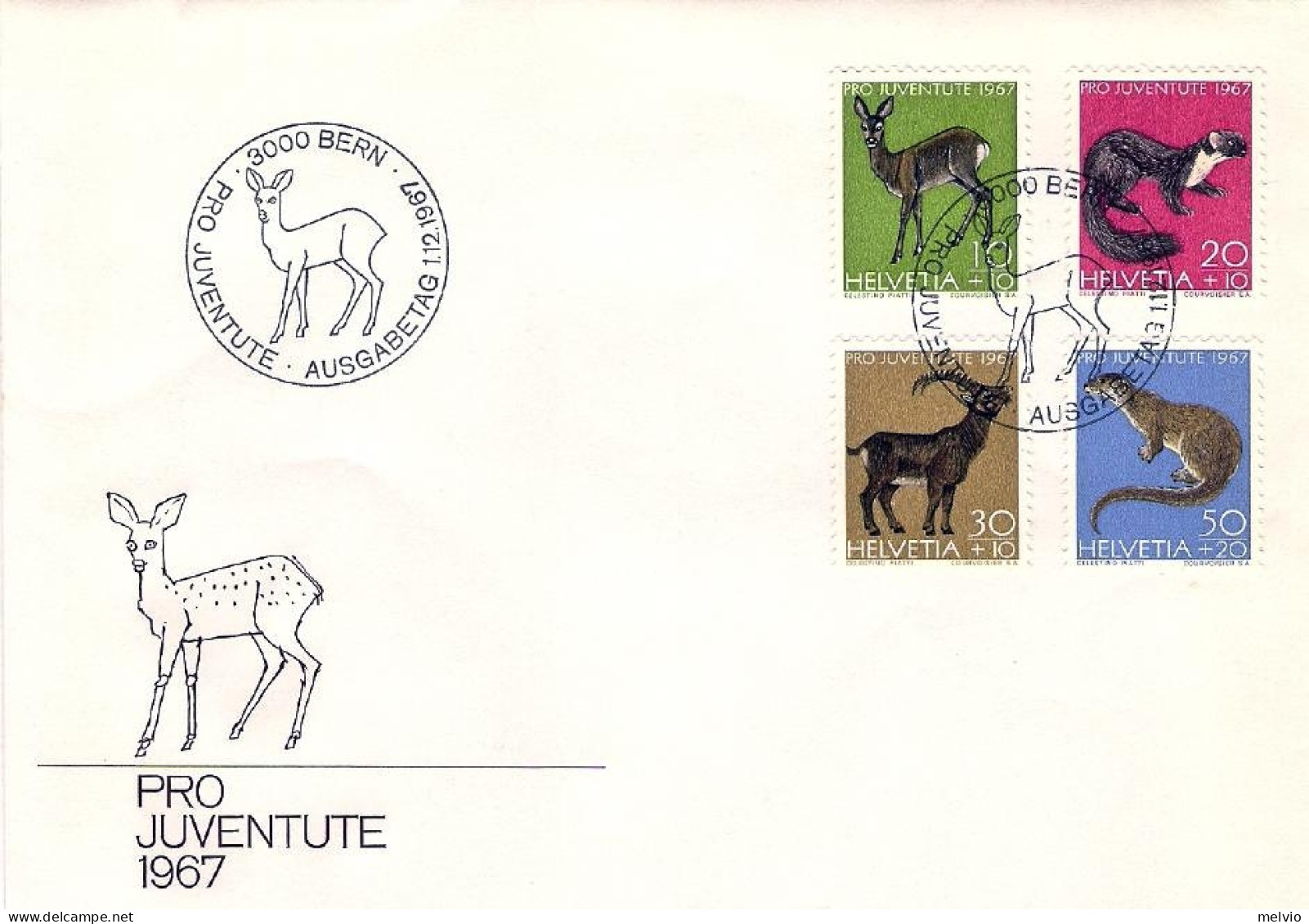 1967-Svizzera S.4v."Fauna Locale"su Fdc Illustrata - FDC