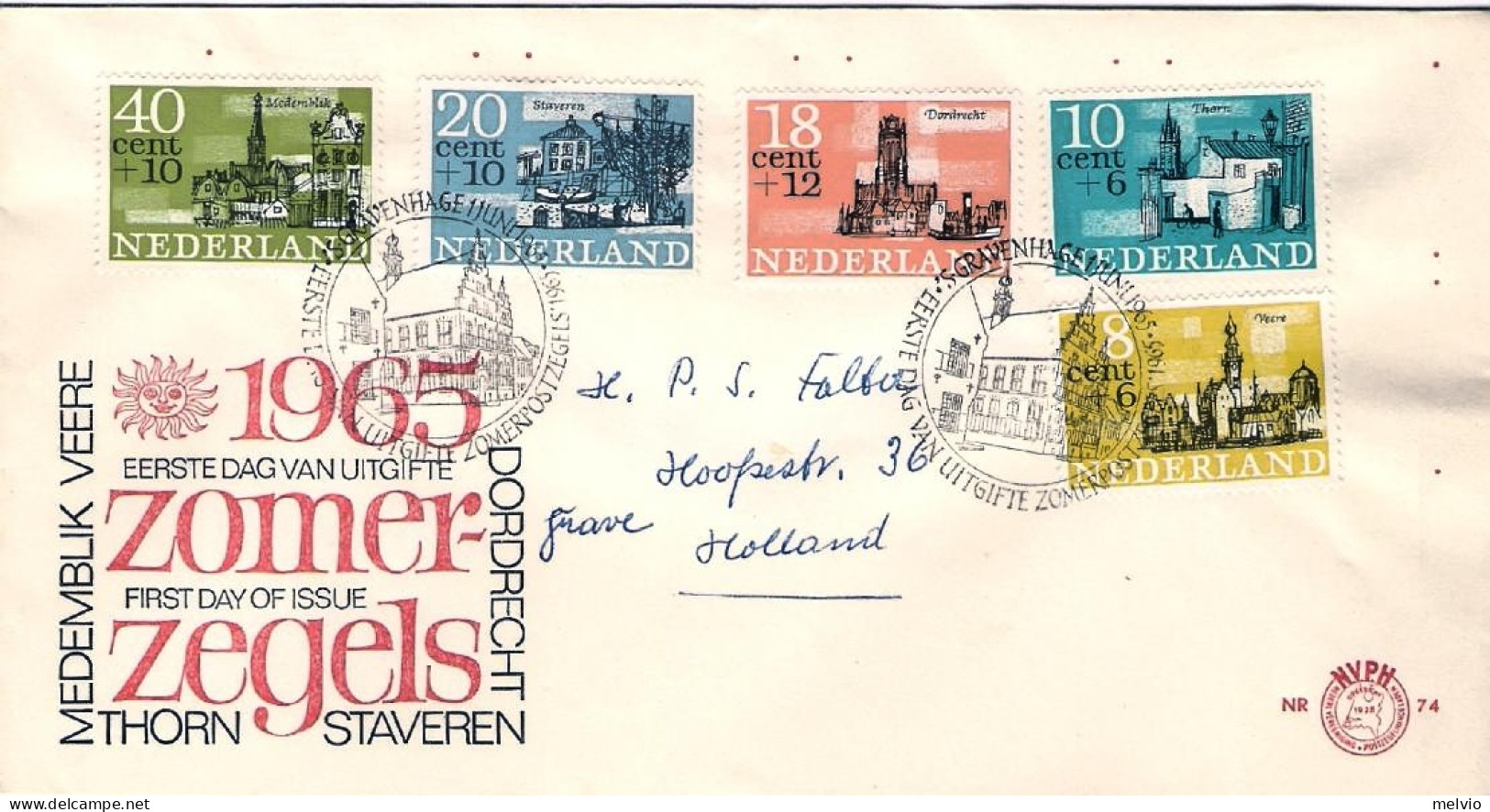 1965-Holland Nederland Olanda S.5v."Vedute Di Antiche Citta'"su Fdc Illustrata - FDC