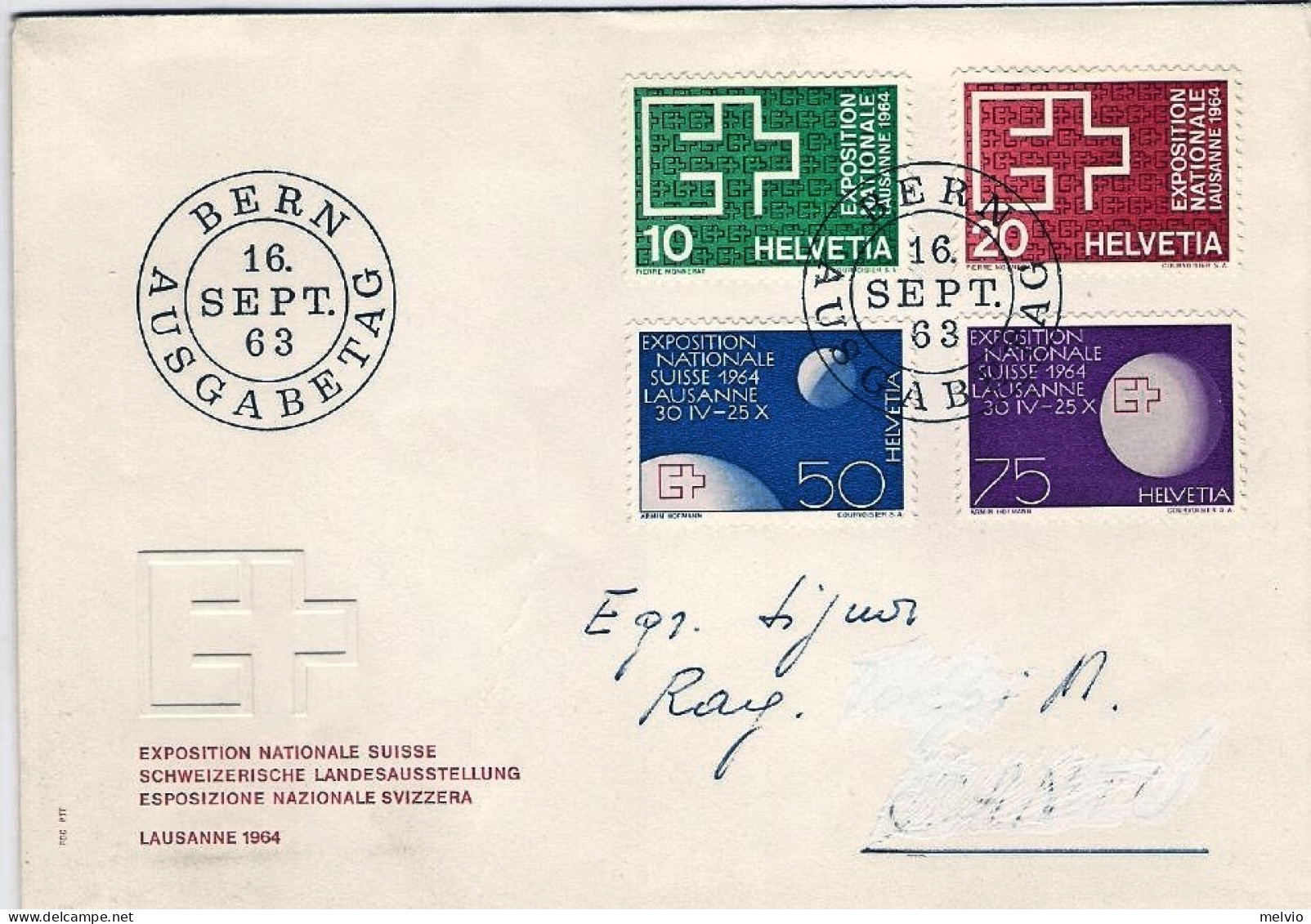 1963-Svizzera S.4v."Expo Di Losanna"su Fdc Illustrata,indirizzo In Parte Sbianch - FDC