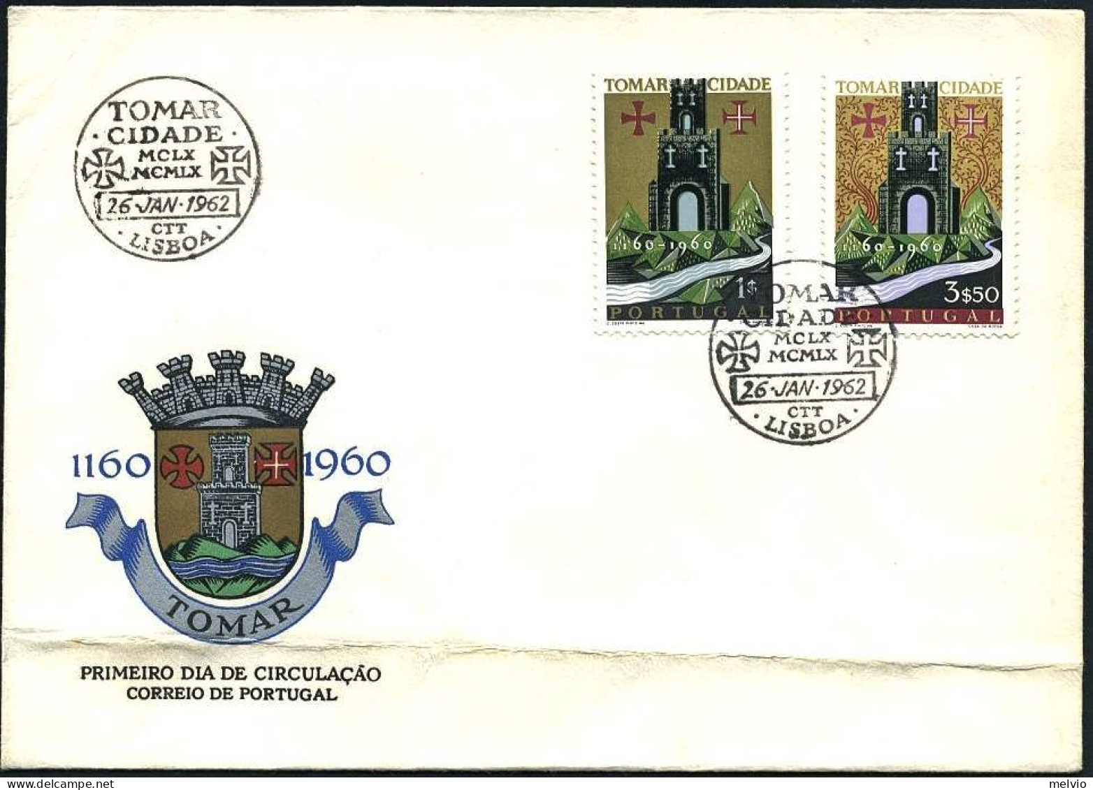 1962-Portogallo S.2v."anniversario Citta' Di Tomar"su Fdc Illustrata - FDC