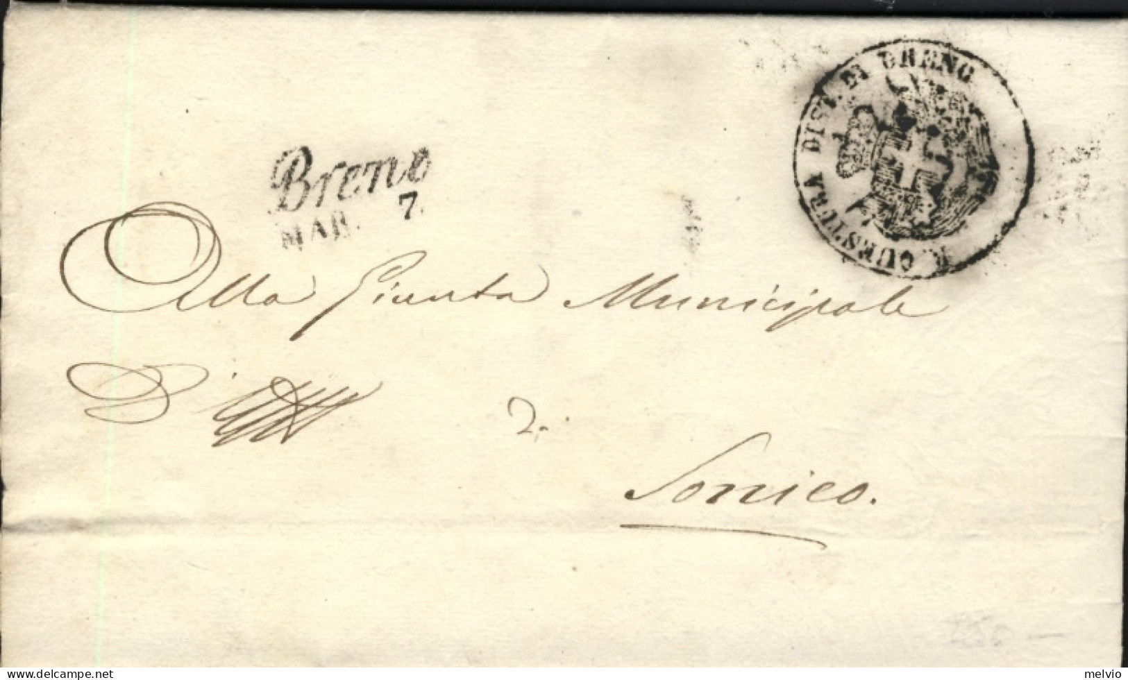 1860-Breno (Brescia) 7 Mar. Lettera Con Bollo Della R. Intendenza Del Circondari - Zonder Classificatie