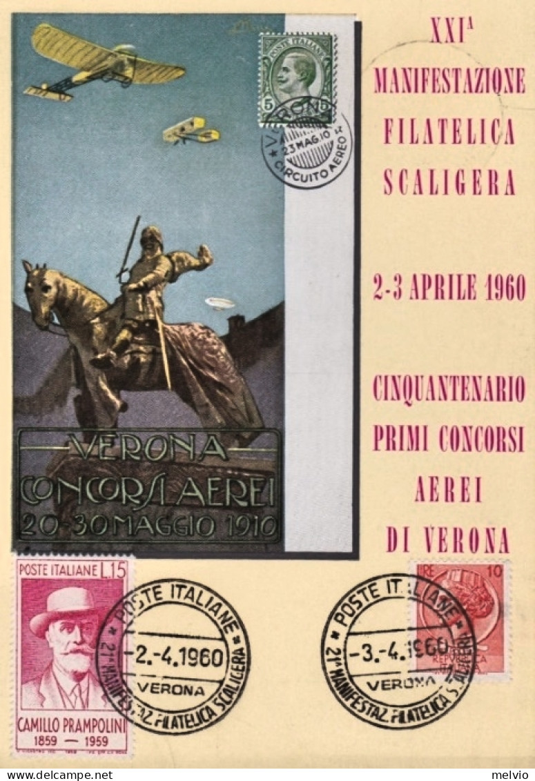 1960-Cinquantenario Circuito Aereo Internazionale Verona 3 Aprile Affrancata L.1 - Manifestaciones