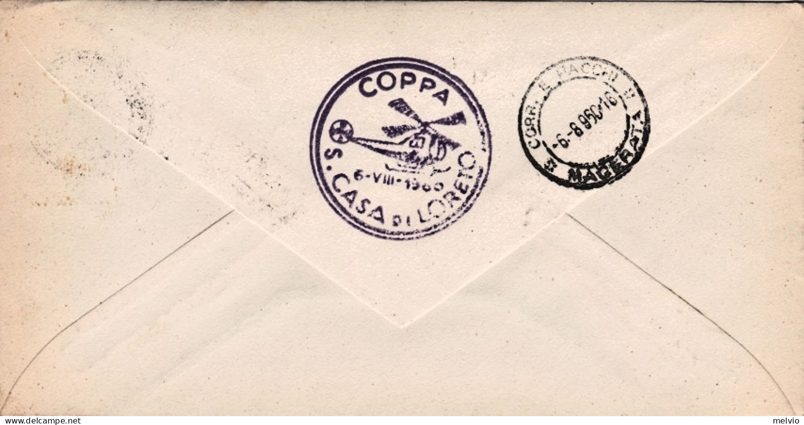 1960-2 Giro Aereo Delle Marche Per Elicotteri Tratta Loreto Macerata Coppa "Sant - Airmail