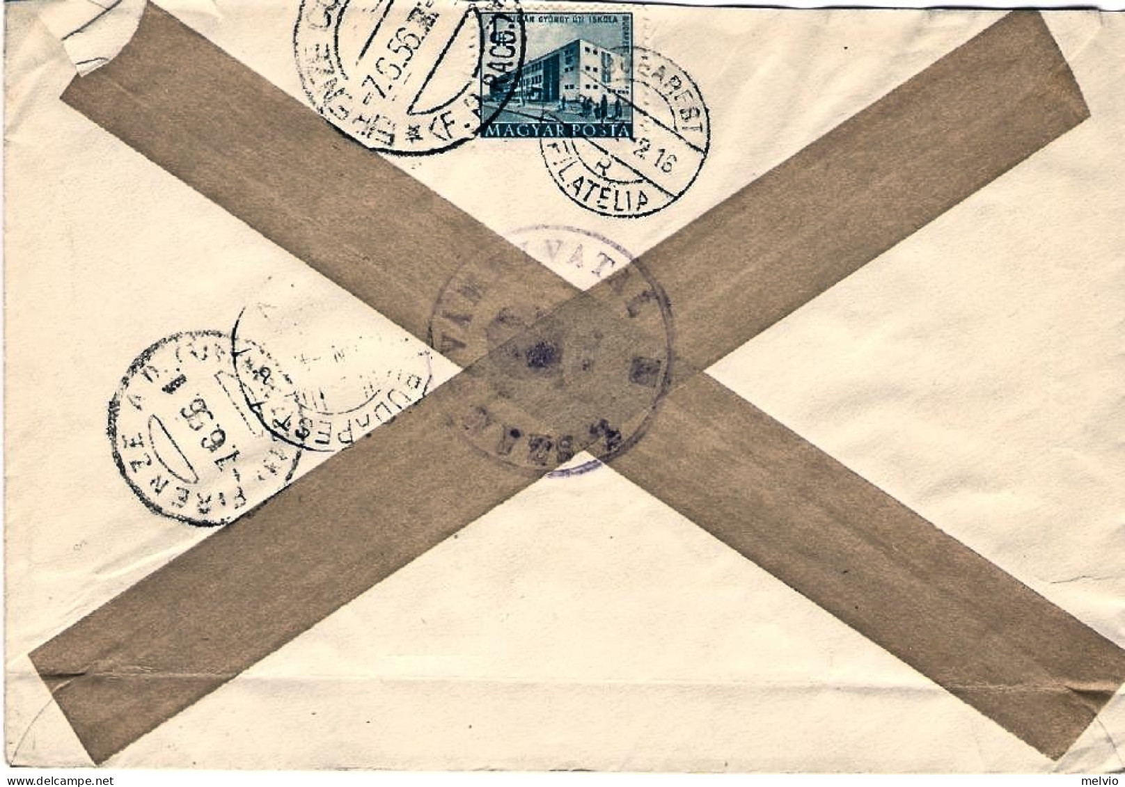 1956-Ungheria Hungary Magyar Lettera Raccomandata Illustrata Diretta In Italia A - Postmark Collection
