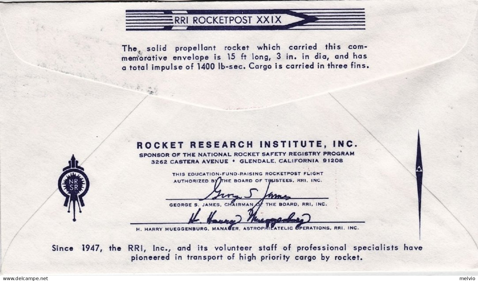 1970-U.S.A. Lettera RRI Rocketpost Flight XXVI Commemorating Apollo 13 Flight Ca - Altri & Non Classificati