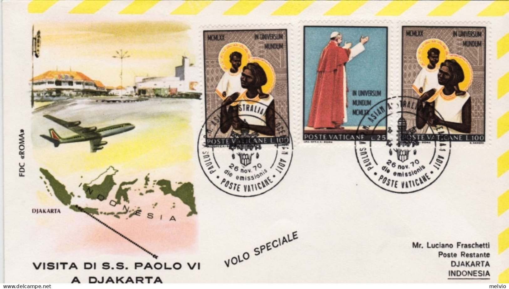 1970-dispaccio Aereo Speciale Vaticano Djakarta Indonesia Visita S.S. Paolo VI I - Indonesia