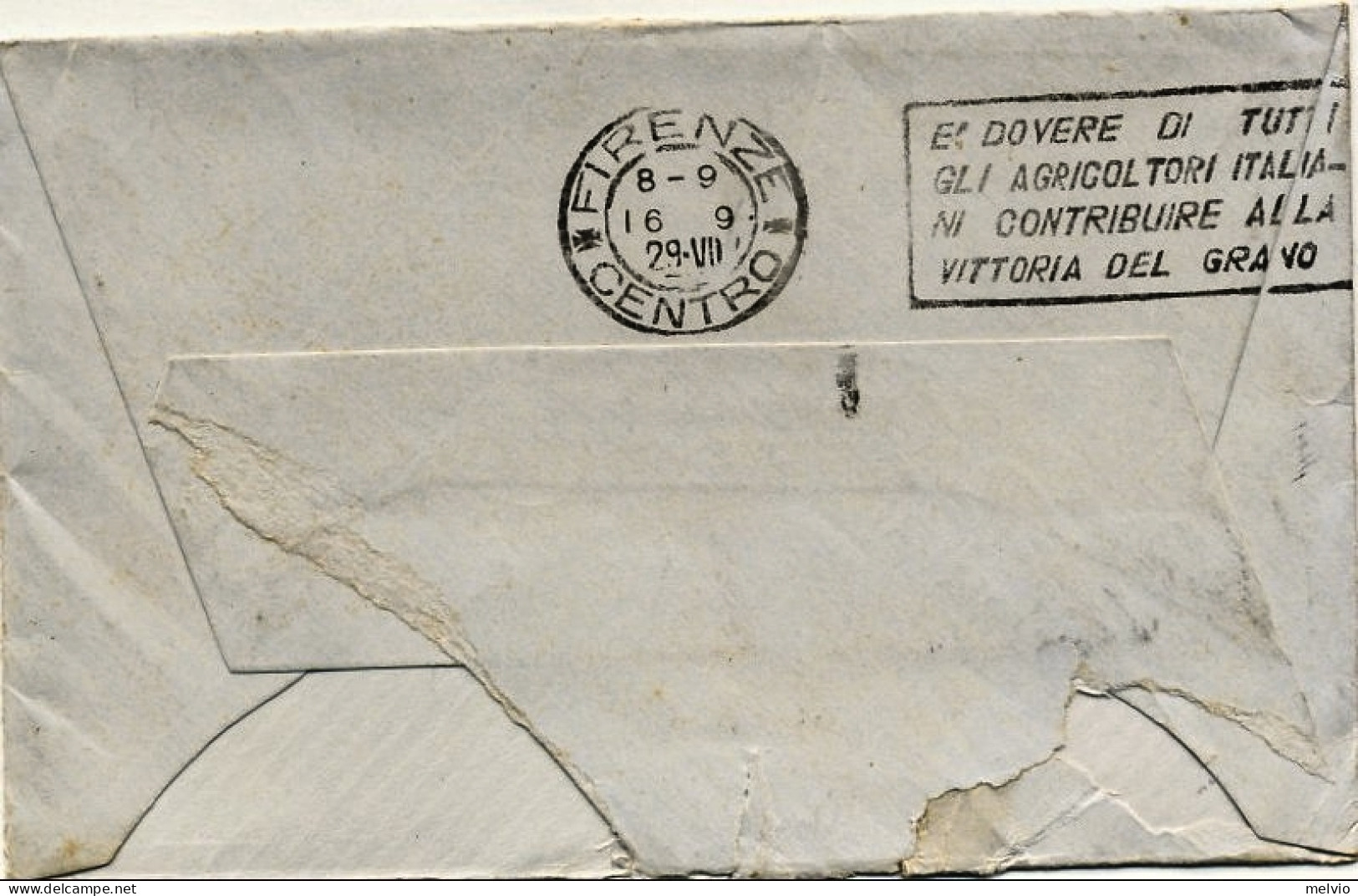 1929-Gran Bretagna Busta Diretta In Italia Affrancata 1p.+1,5 P.al Verso Annullo - Cartas & Documentos