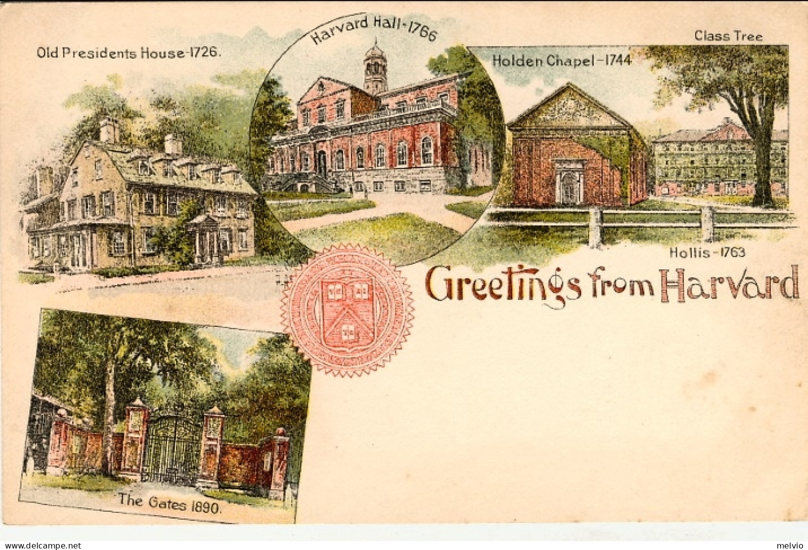 1896circa-U.S.A. Con Quattro Vedute "Greetings From Harvard" - Marcofilie