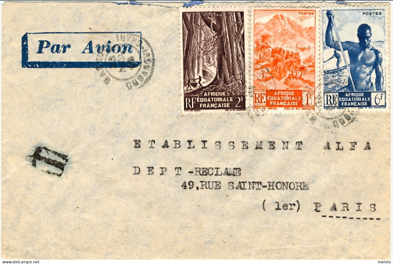 1948-Africa Equatoriale Francese Busta Per Via Aerea Diretta In Francia Con Bell - Non Classés