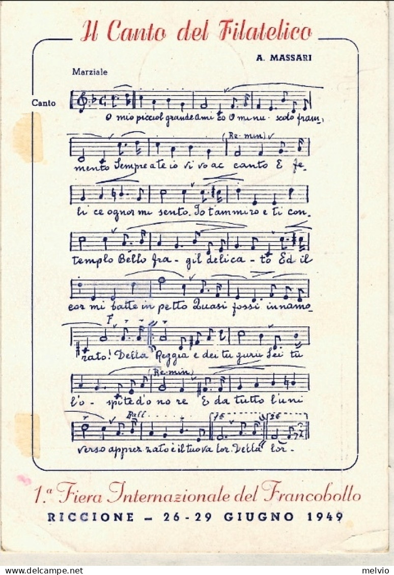 1949-San Marino Cartolina Illustrata "il Canto Del Filatelico-philatelic Song" A - Covers & Documents