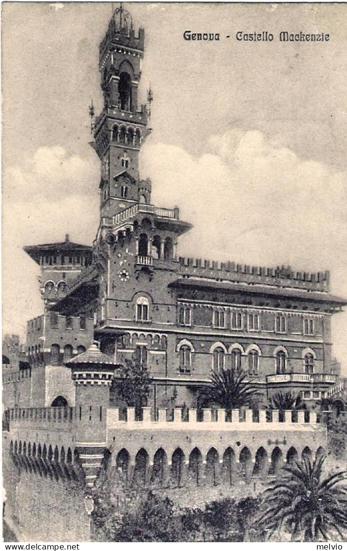1914-cartolina Genova Castello MacKenzie Annullo Meccanico Esposizione Internazi - Genova