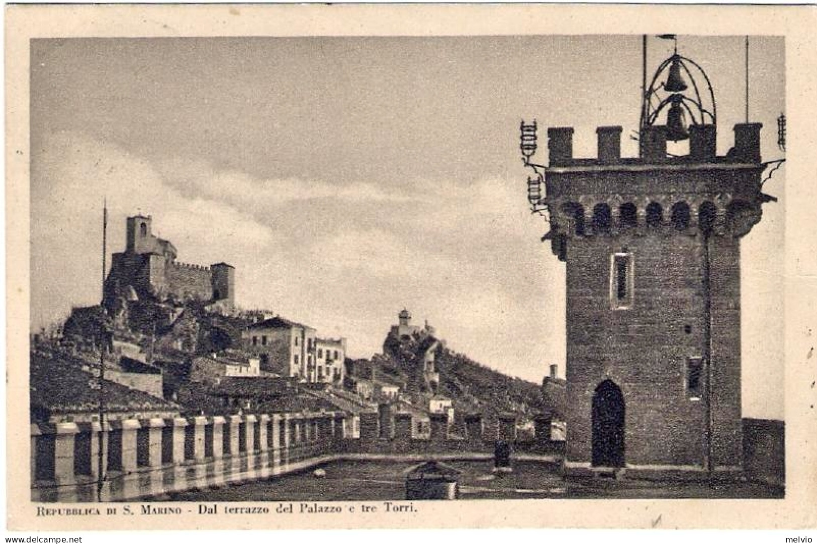 1949-San Marino Cartolina Dal Terrazzo Del Palazzo E Tre Torri Affrancata L.5 Ve - Covers & Documents