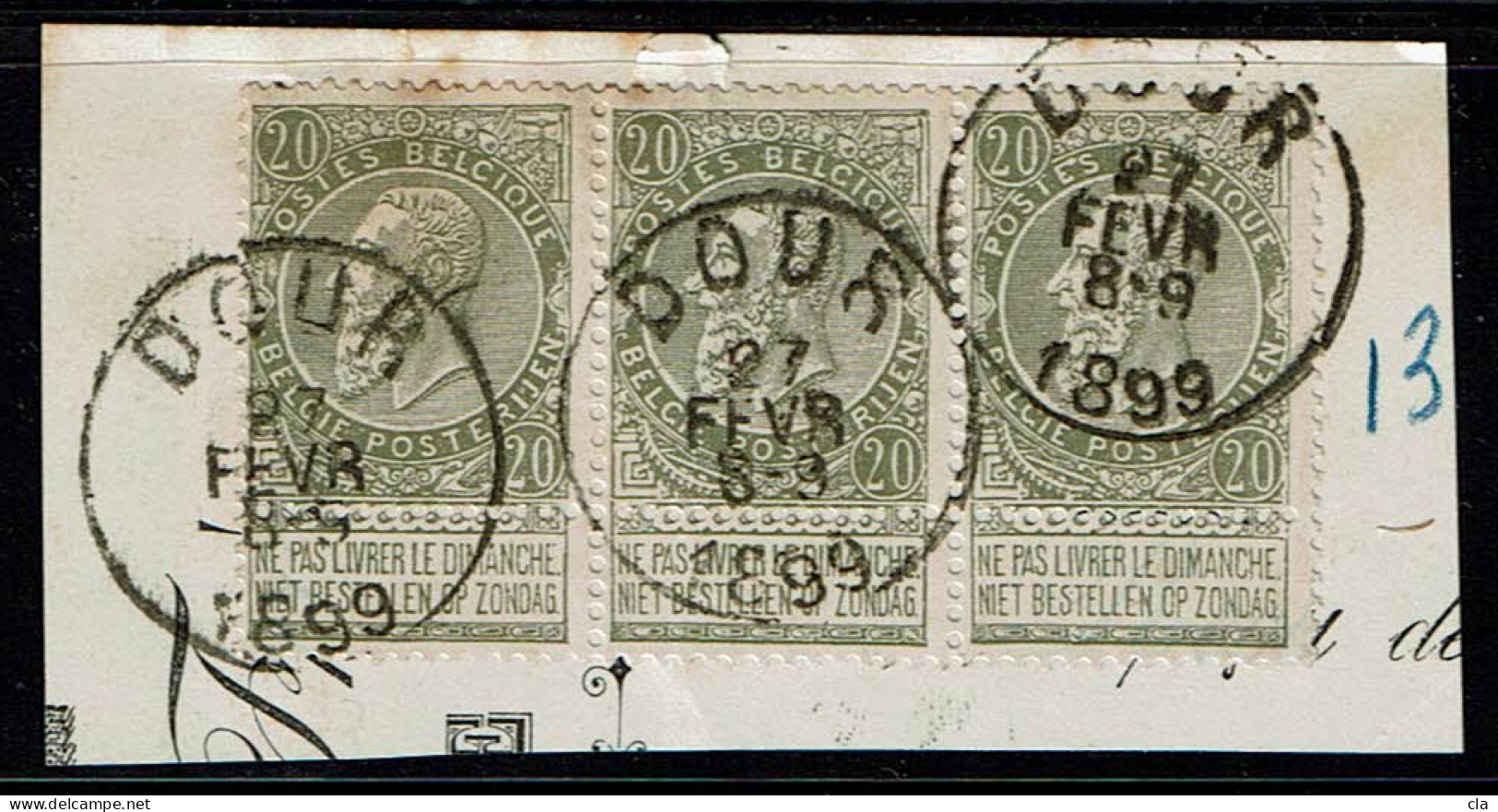 59  X 3 Obl Frgt  Dour - 1893-1900 Schmaler Bart