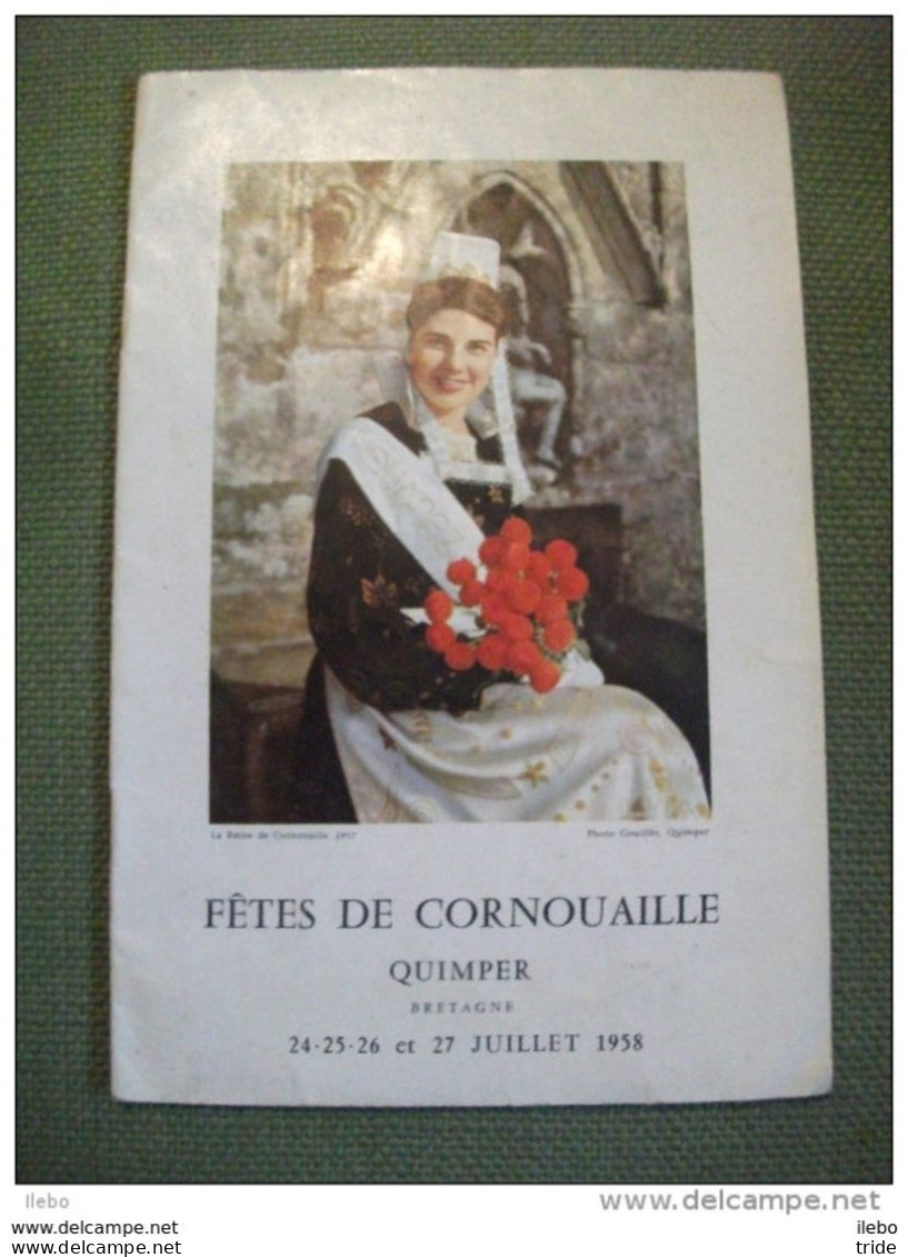 Programme Fêtes De Cornouaille Quimper Bretagne Juillet 1958 Mode Bretonne Bagad - Programs