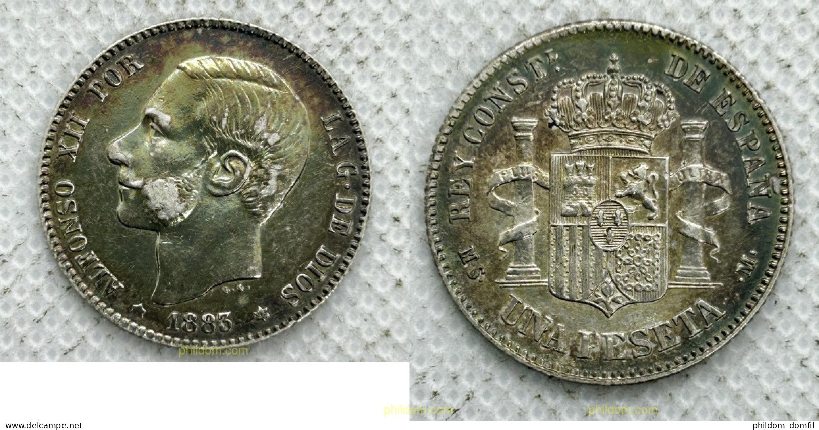 3885 ESPAÑA 1883 ALFONSO XII 1 PESETA 1883 - Collezioni