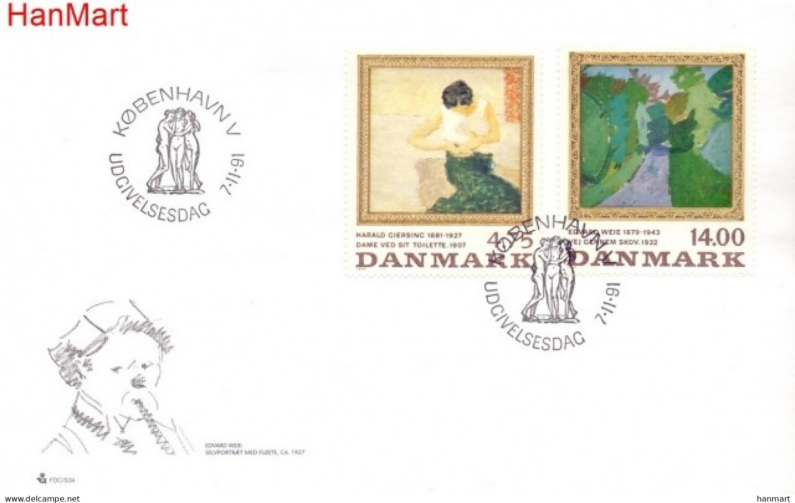 Denmark 1991 Mi 1016-1017 FDC  (FDC ZE3 DNM1016-1017) - Femmes Célèbres