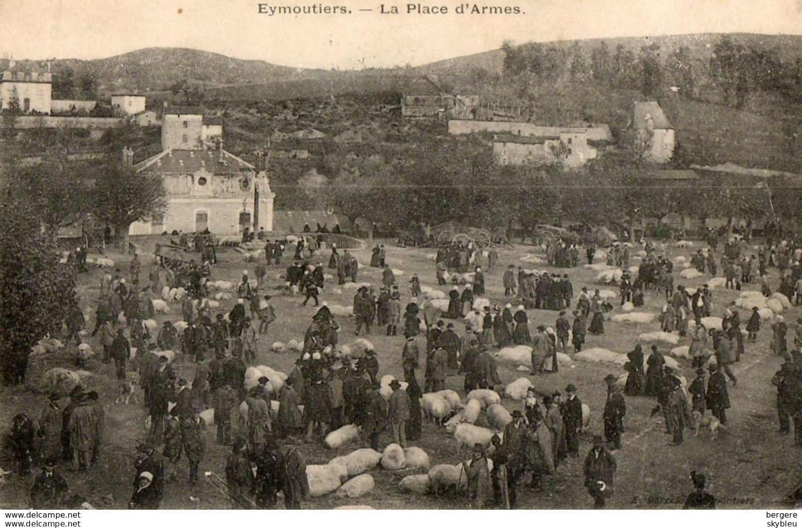 87. CPA - EYMOUTIERS - La Place D'armes Un Jour De Foire - Cochons - 1907 - - Eymoutiers