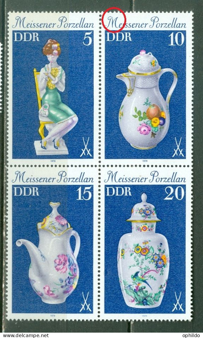 DDR   Michel  2465 F 2  * *  TB  Voir Le Scan   Bleu Attenué  Au Niveau Du M        - Variedades Y Curiosidades